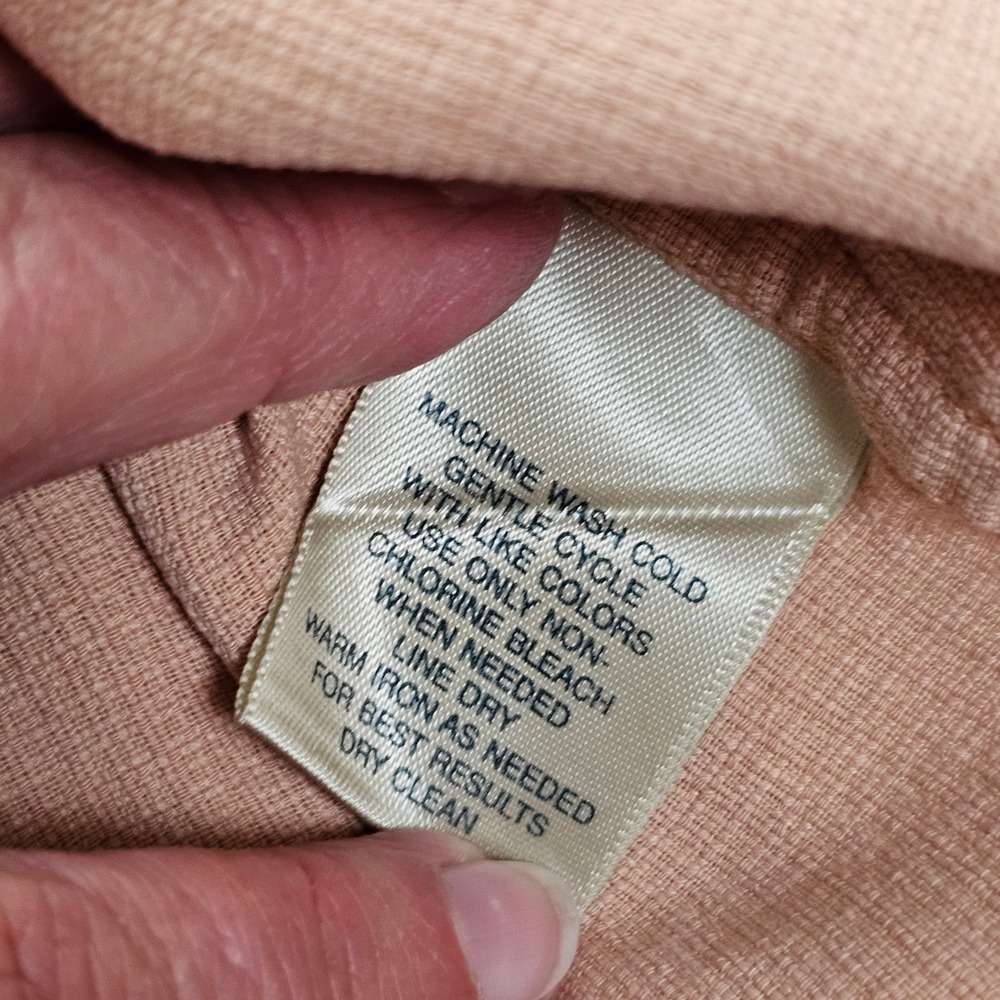 Island Shores Mens XL Washable Silk Camp Shirt Short Sleeve PeachSalmon Textured - Picture 6 of 10